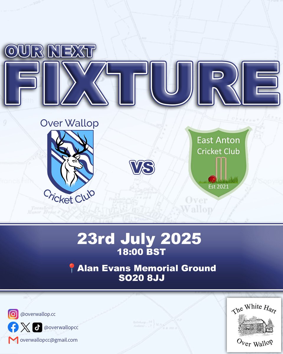 OverWallopCC's tweet image. TONIGHT - Over Wallop CC host East Anton in a friendly T20 match up at the cricket field