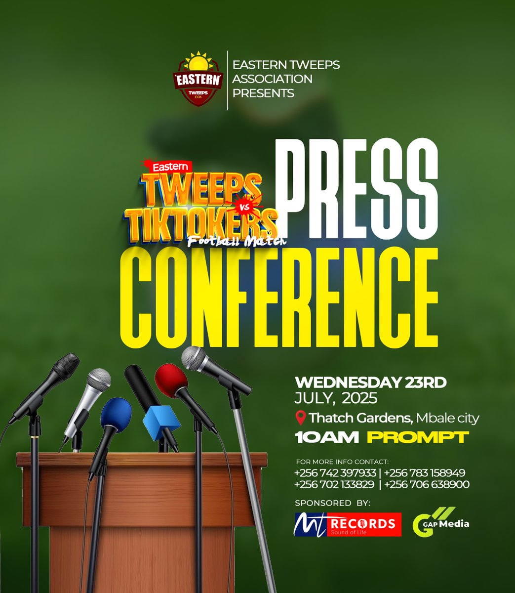 Happening now at Thatch Gardens-Mbale.

Come connect,Vibe and expand your circle on;
📆2nd Aug,25
📍 location Mbale cricket grounds
⏳Time: 2pm. #EasternTweepsVsTikToker #OneBigVoice