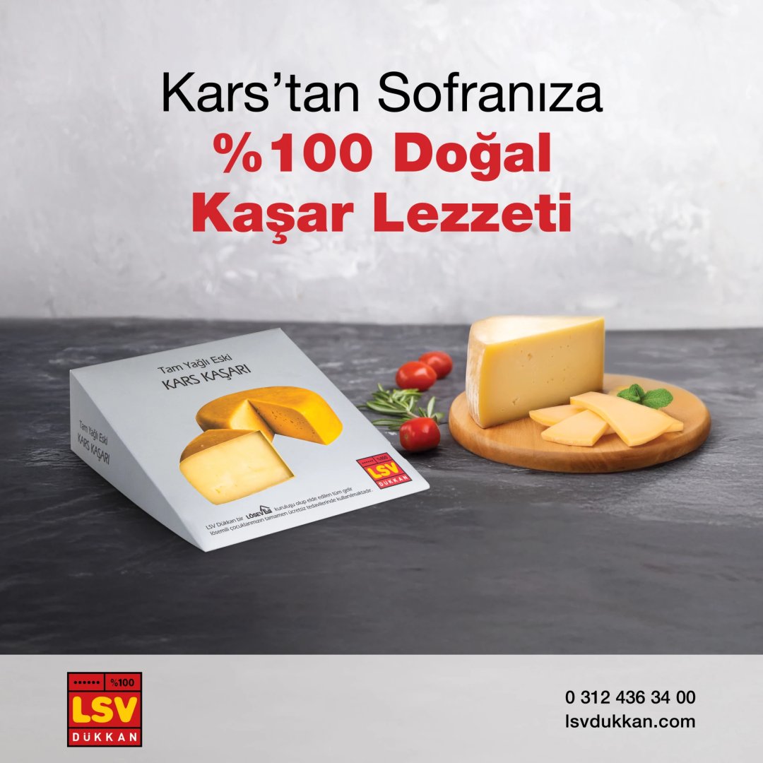 Kars'ın yaylalarından sofranıza uzanan gerçek bir peynir lezzeti🧀
%100 doğal içerikli LSV Dükkan Kars Kaşarı; hem katkısız hem de besleyici.

📍 lsvdukkan.com