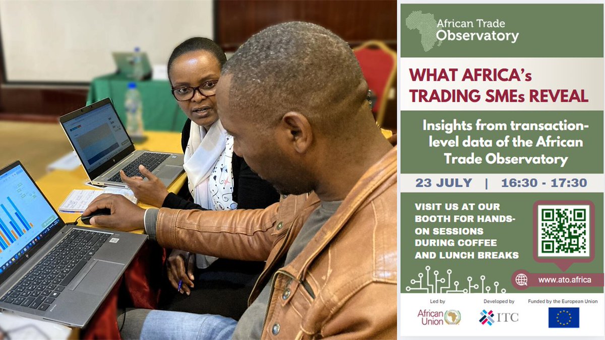 ITC-Market Analysis (@itc_mktanalysis) on Twitter photo Join a powerful conversation at <a href="/ITCnews/">International Trade Centre (ITC)</a> #SMEMinisterial
"What Africa's Trading SMEs Reveal: Insights from Transaction-Level Data of the African Trade Observatory"
📅 Today 23/07
🕟 16:30–17:30 (SAST)
📍 Terminal A
Discover how #Tradeintelligence can drive a smarter trade. Join a powerful conversation at <a href="/ITCnews/">International Trade Centre (ITC)</a> #SMEMinisterial
"What Africa's Trading SMEs Reveal: Insights from Transaction-Level Data of the African Trade Observatory"
📅 Today 23/07
🕟 16:30–17:30 (SAST)
📍 Terminal A
Discover how #Tradeintelligence can drive a smarter trade.