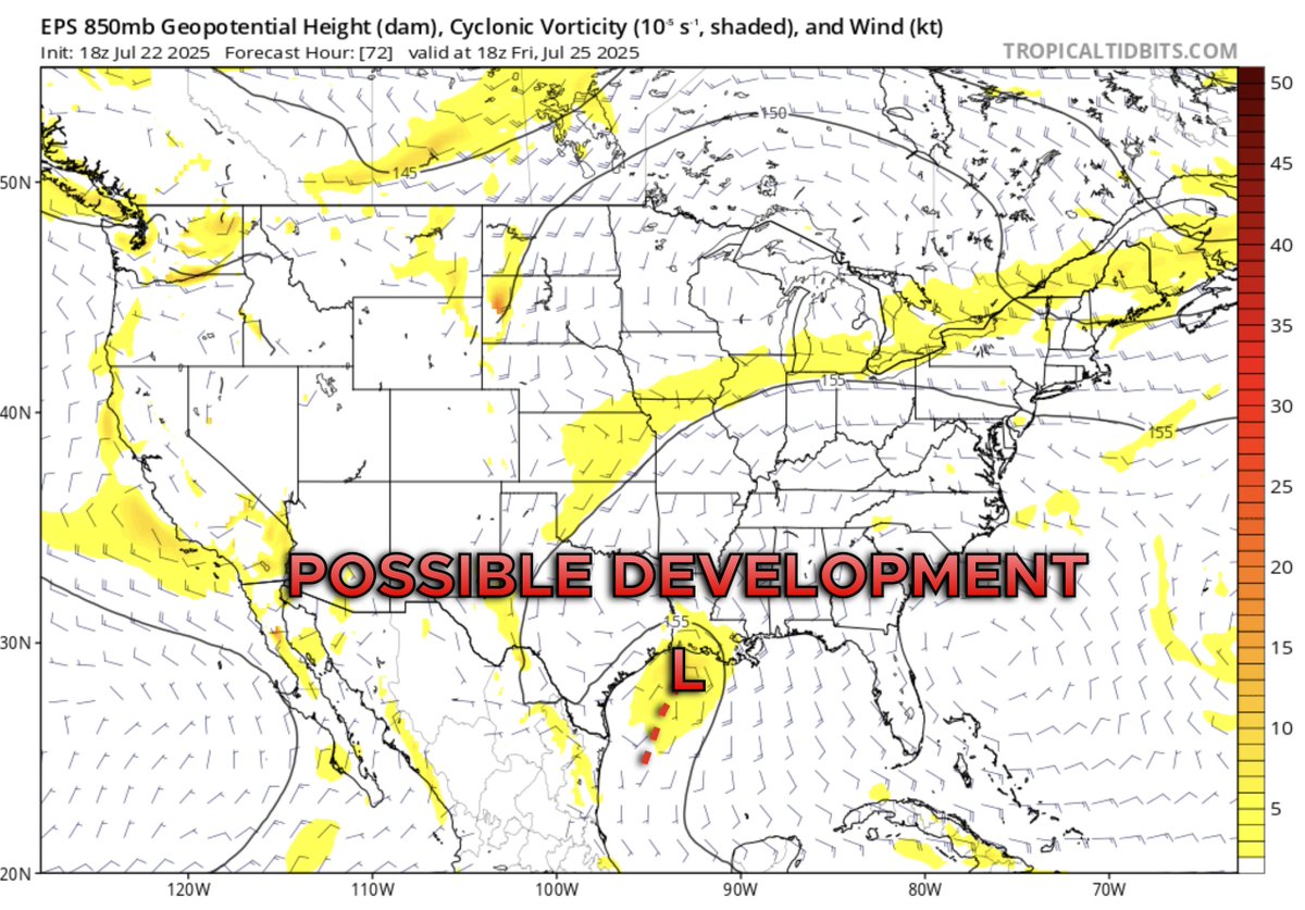 WeathermanAAA_'s tweet image. 🥱 Looks like the gulf coast will be dealing with a #93L redux this week and into the weekend.
I will say, unlike 93L, I expect that whatever feature eventually emerges in the Gulf will encounter slightly more favorable conditions for genesis given stronger ridging in the…