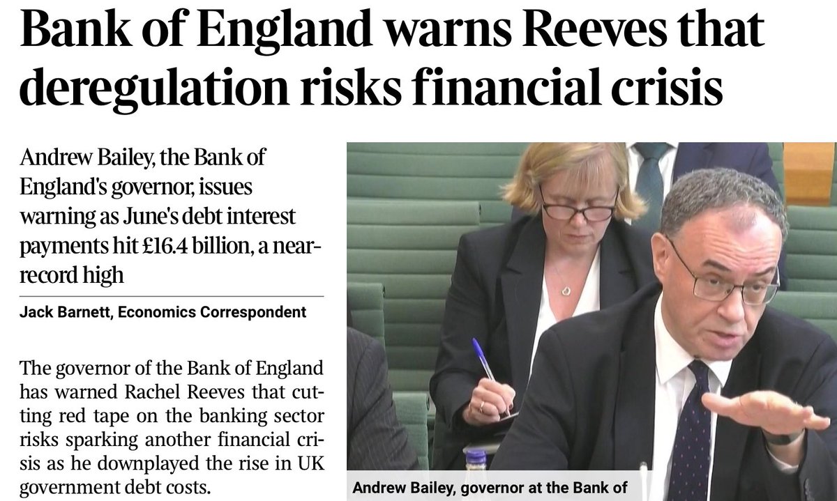 Bank Governor gives Chancellor a clear warning bit.ly/4kVYLOV about cutting what politicians call red tape aka consumer protection
