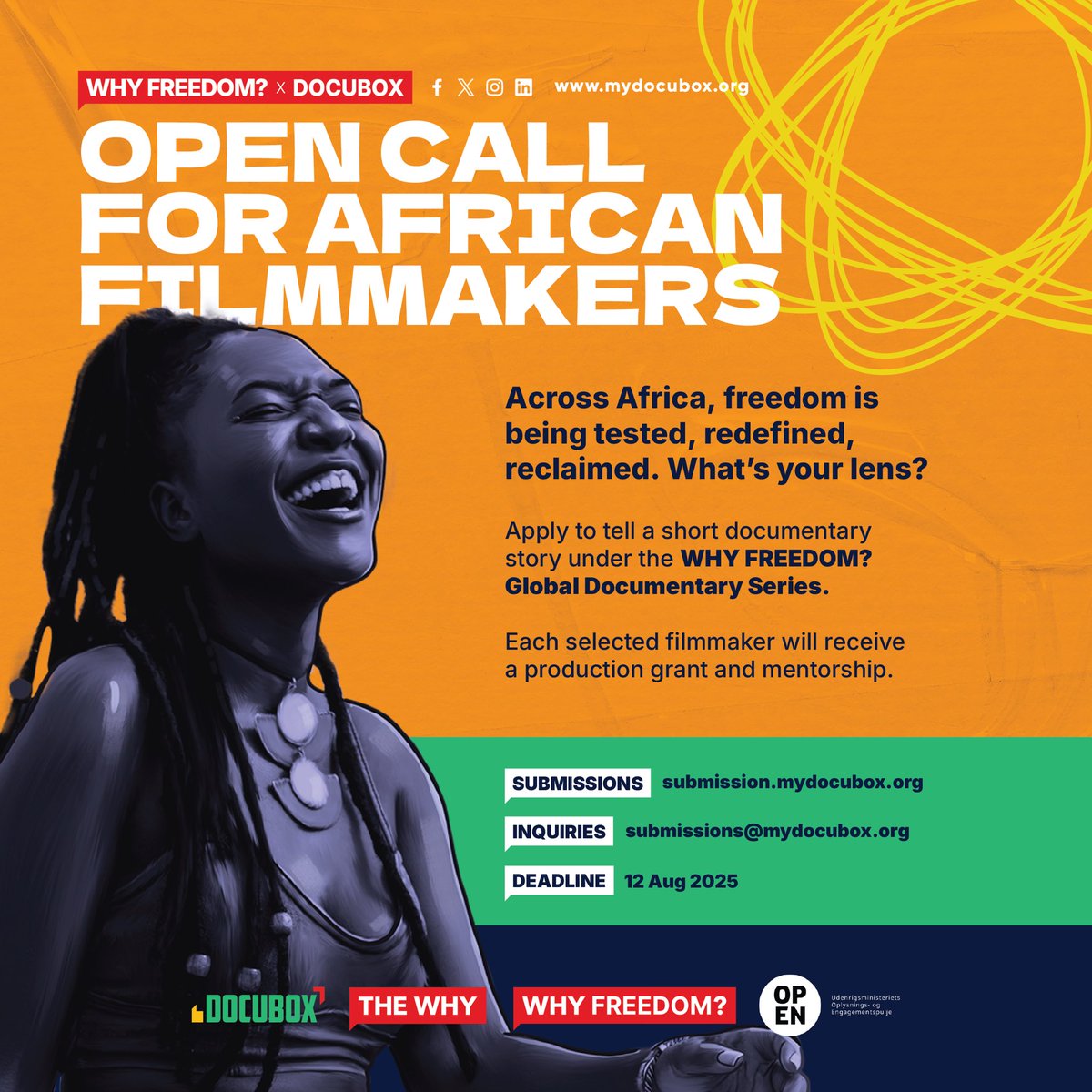 OPEN CALL for African Filmmakers: WHY FREEDOM? (Africa Edition)🎬🌍

In partnership with <a href="/TheWhyFound/">THE WHY Foundation</a>  , we’re calling on filmmakers across the continent to pitch short documentaries (5–15 min) that explore freedom, from your perspective, in the context you know best. Political,