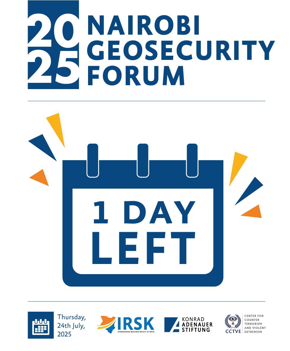 KAS_Kenya's tweet image. ✅ Ready, set, go!
Just 1 day left!

The #NairobiGeoSecurityForum kicks off tomorrow.

Join us for critical conversations on geopolitics, security and regional cooperation.

📅 Thursday, 24th July 2025
📍 Nairobi