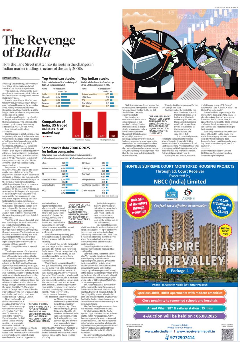 1shankarsharma's tweet image. Le Grand Fromage is back, with " The Revenge of Badla"!! Every✅ Baccha Party F&O Trader needs to read this, Only then you will understand why the Jane Street episode happened."We should have exported Badla. Instead, we killed it". See the data tables
Gquants.com…