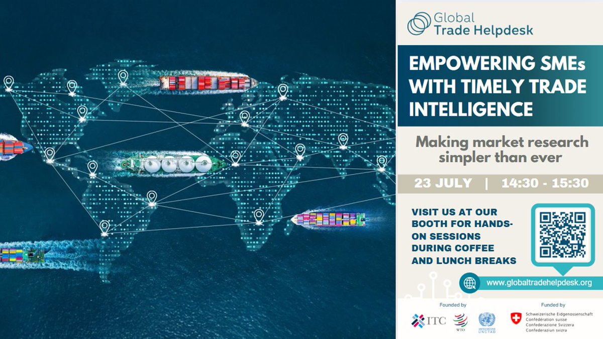 ITC-Market Analysis (@itc_mktanalysis) on Twitter photo Swing by #GlobalTradeHelpdesk side event at <a href="/ITCnews/">International Trade Centre (ITC)</a> #SMEMinisterial
Navigating New Business Frontiers: Empowering SMEs with Timely #Tradeintelligence
📅 Today 23/07
🕟 14:30–15:30 (SAST)
📍 Auditorium, International Building Swing by #GlobalTradeHelpdesk side event at <a href="/ITCnews/">International Trade Centre (ITC)</a> #SMEMinisterial
Navigating New Business Frontiers: Empowering SMEs with Timely #Tradeintelligence
📅 Today 23/07
🕟 14:30–15:30 (SAST)
📍 Auditorium, International Building