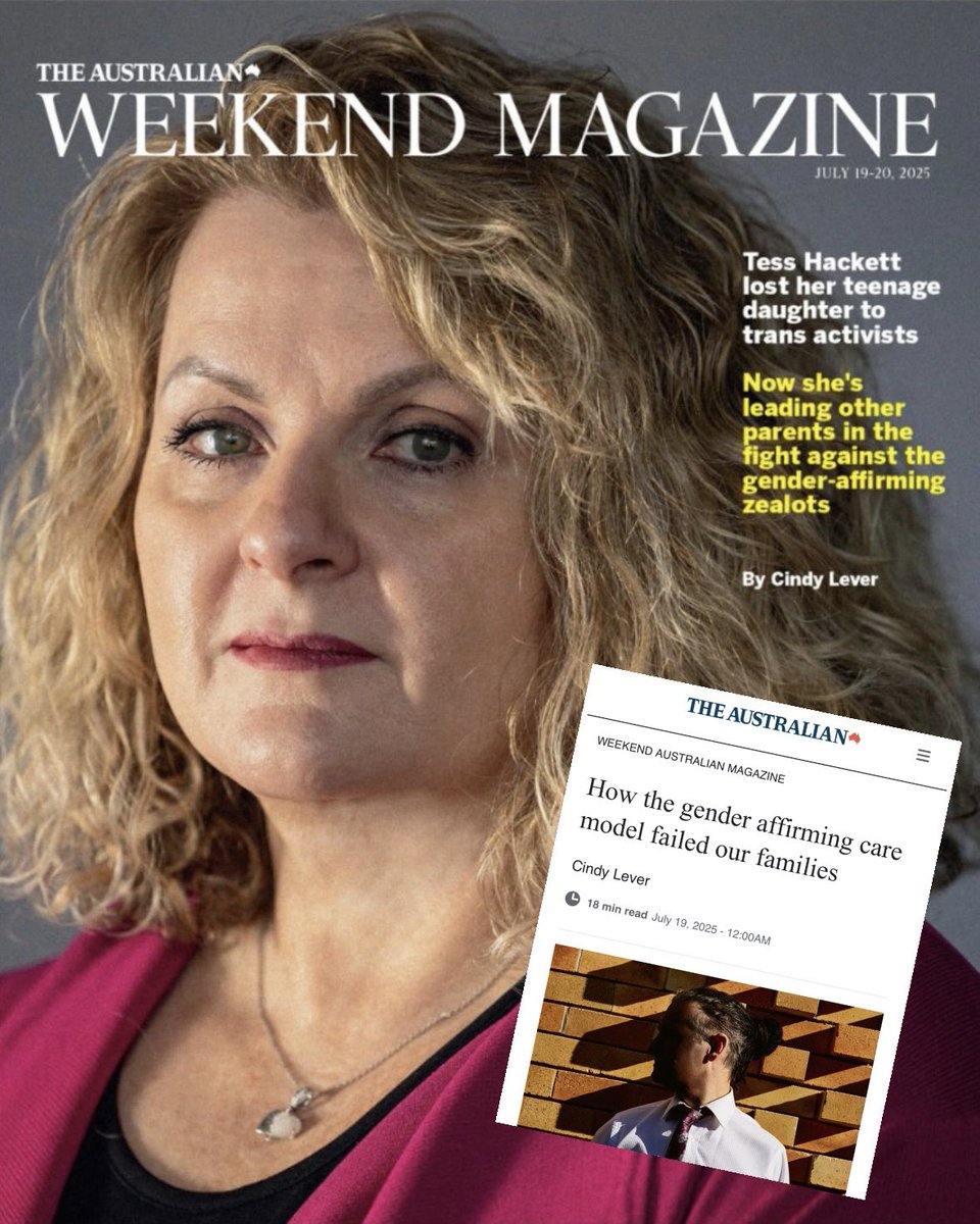 RachaelWongAus's tweet image. 💔 The heartbreaking stories of Australian parents in this brilliant in depth feature in the Weekend @Australian lay bare the devastating cost of our country’s blind adherence to the so-called ‘gender-affirming’ model of care.
🚩 @TessH_ROGD_Mum (WA), Richard (NSW), and Scott…