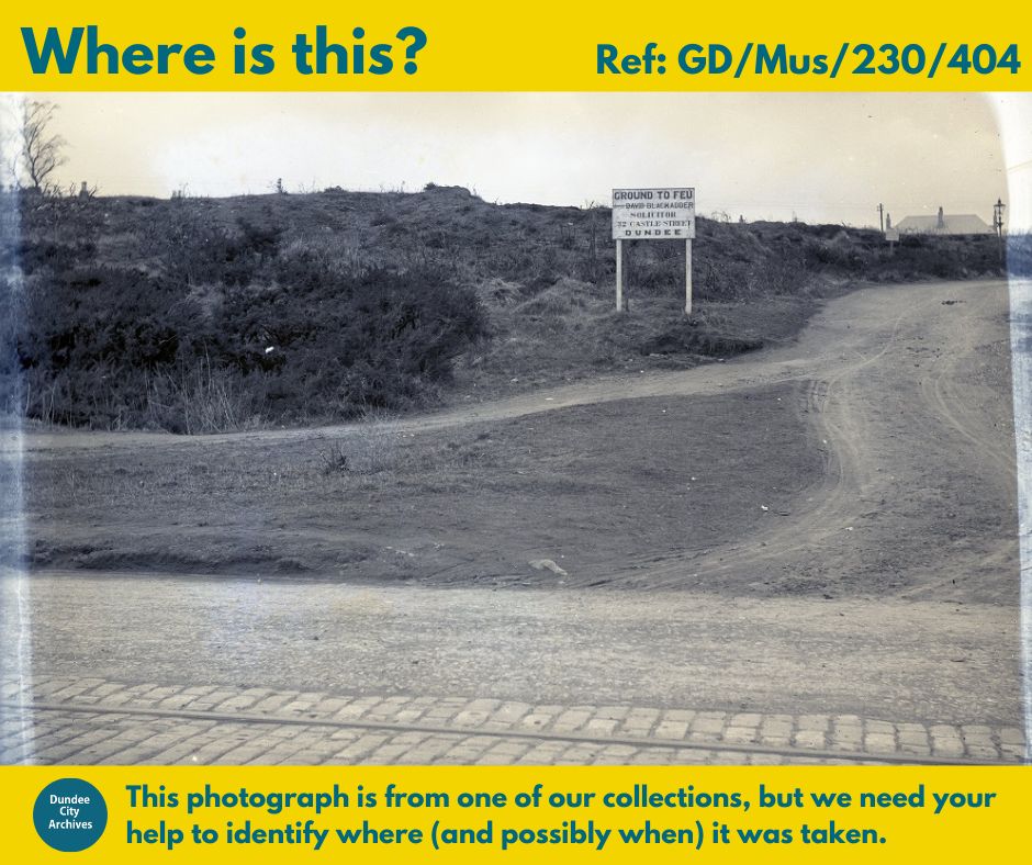 Here is another mystery image from our Engineers glass negatives. You can see what appears to be a tram rail at the bottom on the road, and a house just peeping over the hill. Any suggestions on where this could be? 

#WhereisitWednesday #Dundee #Archives