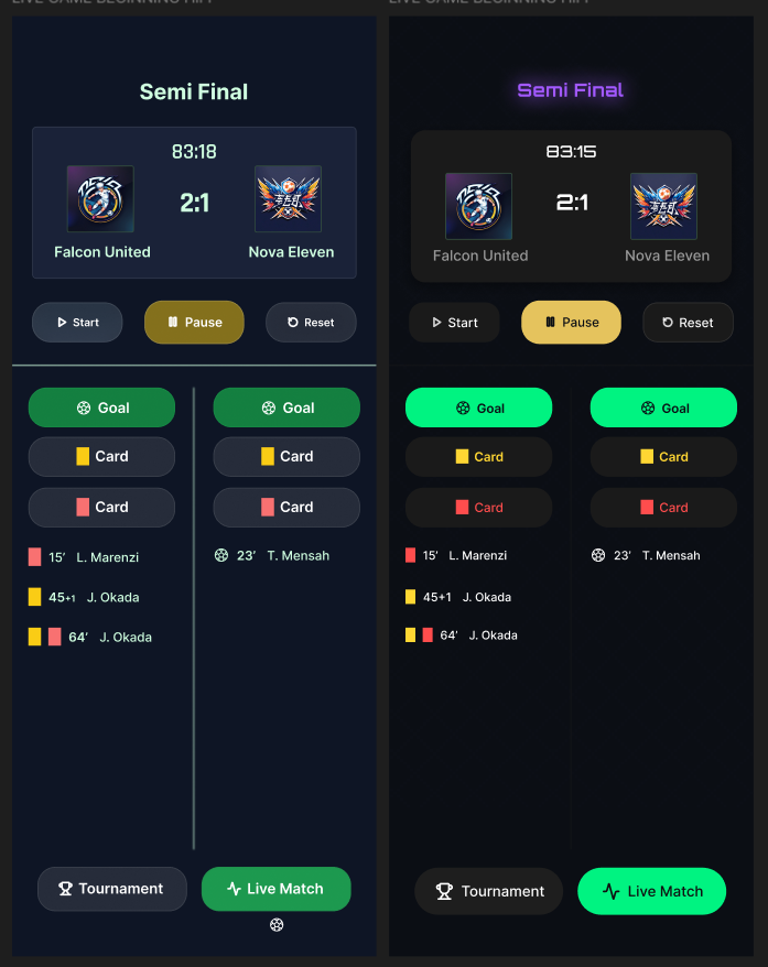 LevKoDesign's tweet photo. Just redesigned my tournament app from scratch after realizing the old version felt outdated and flat.

6.5 hours of deep work and I’m proud of the result.

Feedback welcome! Next step: code.

#uxdesign #figma #buildinpublic https://t.co/obofJt9mD7