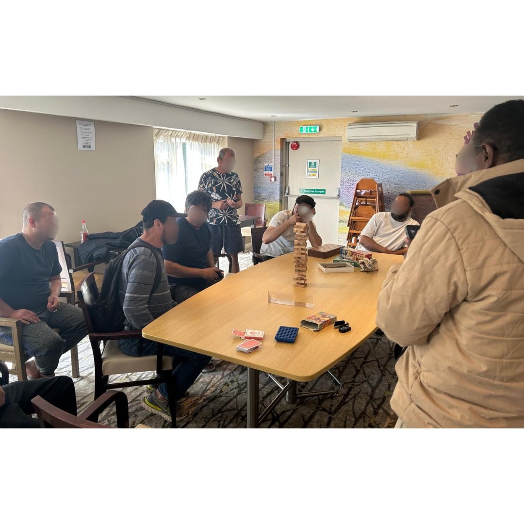 Jenga, backgammon, card games, chess. The new group for men at the hotel, run by volunteers Sean, Gary, David and Andy, is going from strength to strength, providing some hope and support for these newly arrived asylum seekers who face uncertain times. #refugeeswelcome