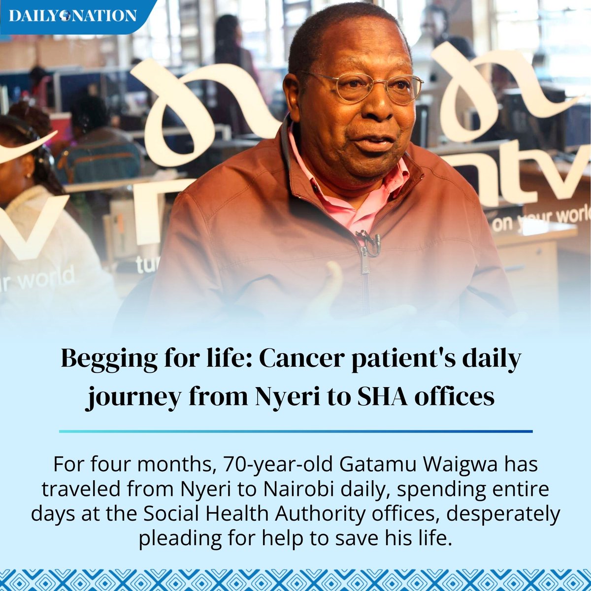 Begging for life: Cancer patient's daily journey from Nyeri to SHA offices #HealthyNation 
zurl.co/hJVOB