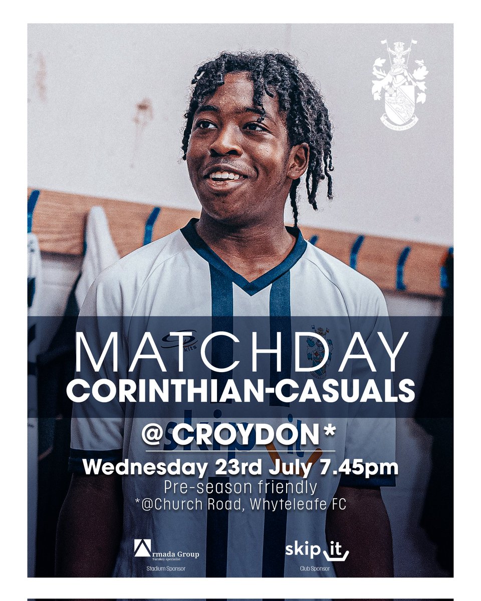 Corinthian-Casuals (@corinthiancas) on Twitter photo Matchday... and we're off to Whyteleafe to face <a href="/Croydon_FC/">Croydon FC</a> in our penultimate pre-season game this evening.
We'll see you there! Matchday... and we're off to Whyteleafe to face <a href="/Croydon_FC/">Croydon FC</a> in our penultimate pre-season game this evening.
We'll see you there!