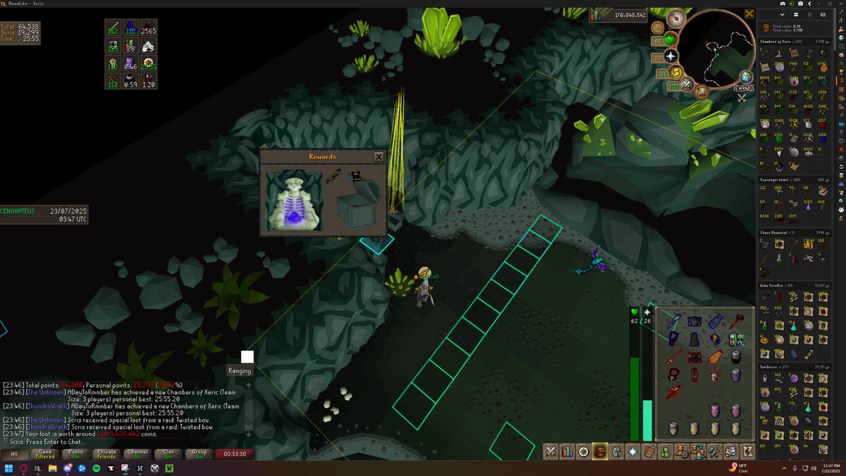 KyleBeckmeyer's tweet image. When I pulled the first tbow I was in shock and awe. The second one was utter disbelief. Not to mention during bingo when my team desperately needed a big tile. #osrs #tbow