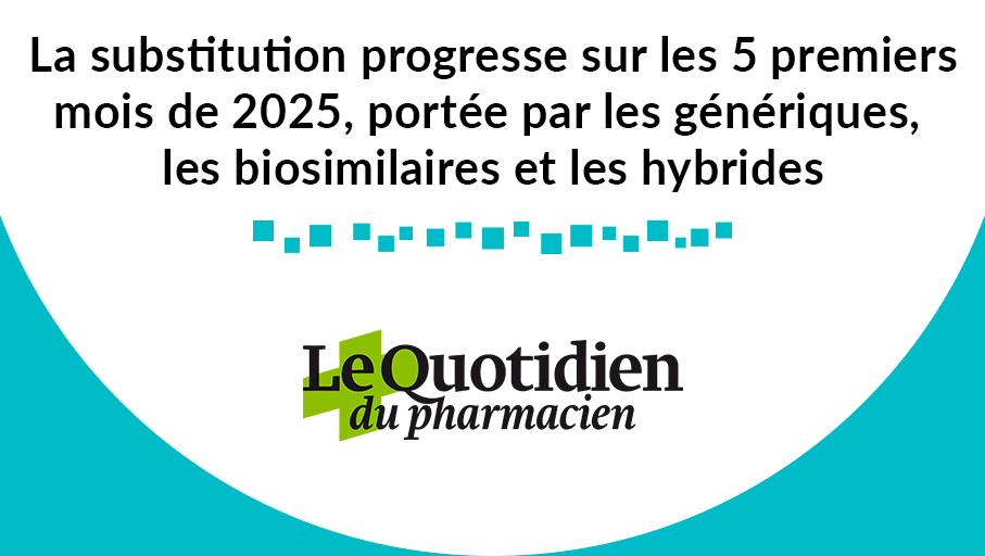 [💊 Substitution : des signaux positifs] Selon les données de notre 38e atelier virtuel, relayées par <a href="/leQPH_fr/">Le Quotidien du Pharmacien</a>, la substitution progresse en 2025.

📈 Génériques : 86,8 % de pénétration, portés par deux nouvelles molécules.
📊 Biosimilaires : +13 pts en 5 mois, boostés par
