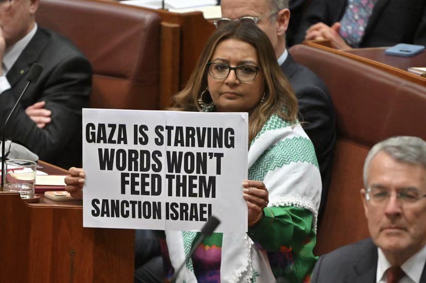 How embarrassing for Penny Wong and the Labor government, censuring and effectively banning Mehreen Faruqi for holding up this sign. Shows how cowered and controlled Labor and LNP is by the Israel and Zionist lobby. Gutless. What a total disgrace. #AUSPOL