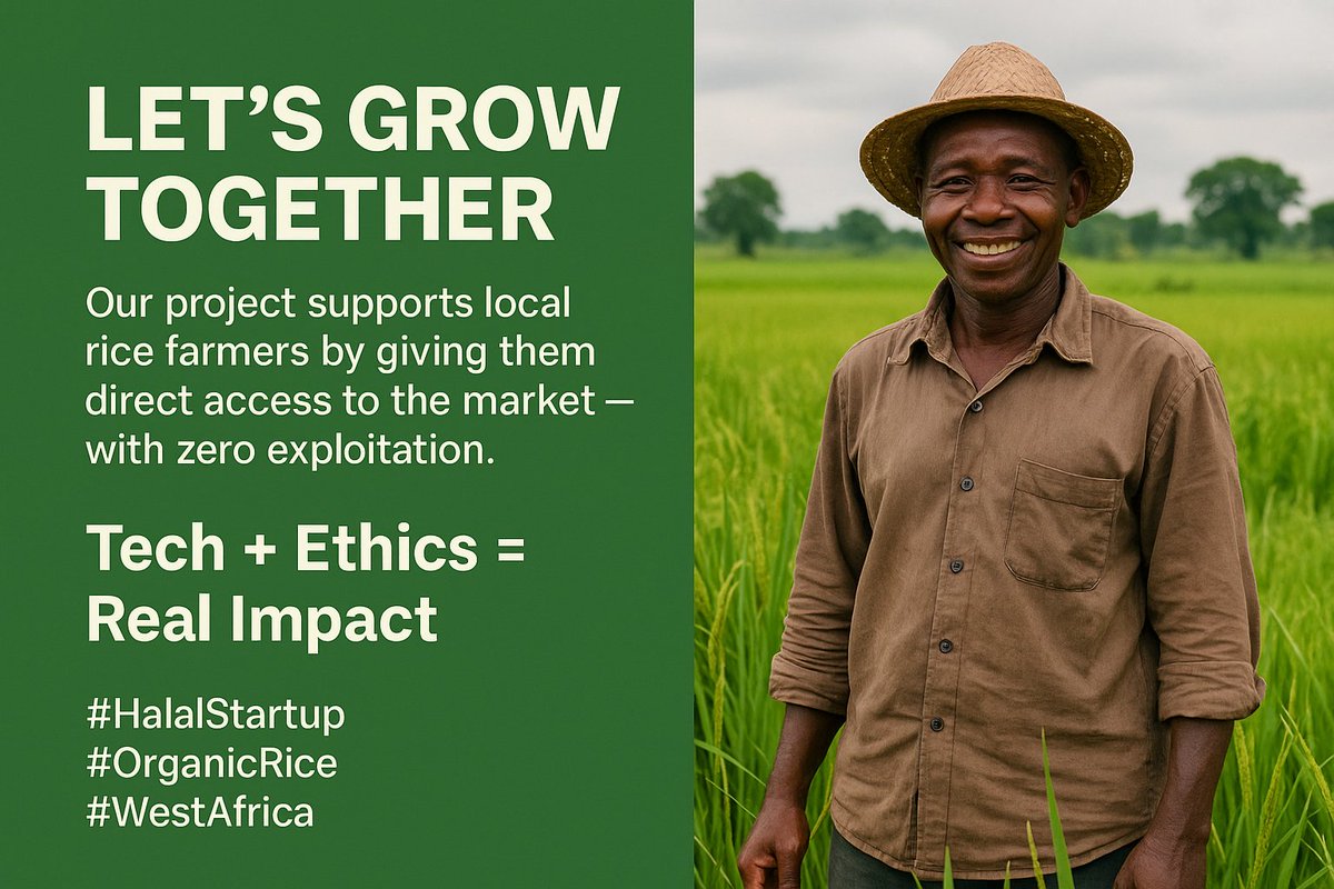 HammanMaim86286's tweet photo. Let’s grow together.
Our project supports local rice farmers by giving them direct access to the market with zero exploitation.
Tech + Ethics = Real Impact.
Project link:https://t.co/8ovIppQaWq
#HalalStartup #OrganicRice #WestAfrica https://t.co/QRhJ9gZVuv