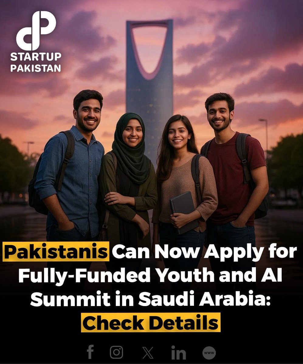PakStartup's tweet image. Pakistanis Can Now Apply for Fully-Funded Youth and Al Summit in Saudi Arabia

Read More Here: startuppakistan.com.pk/pakistanis-can… 

#FullyFunded #Pakistan #SaudiArabia