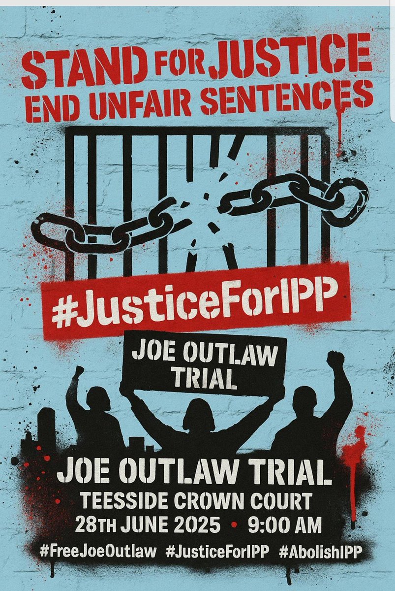 LloydSewing's tweet image. Court Address
Russell Street. Middlesbrough Cleveland. Middlesbrough. TS1 2AE
Peace protest outside the court to support Joe Outlaw serving the IPP sentence.