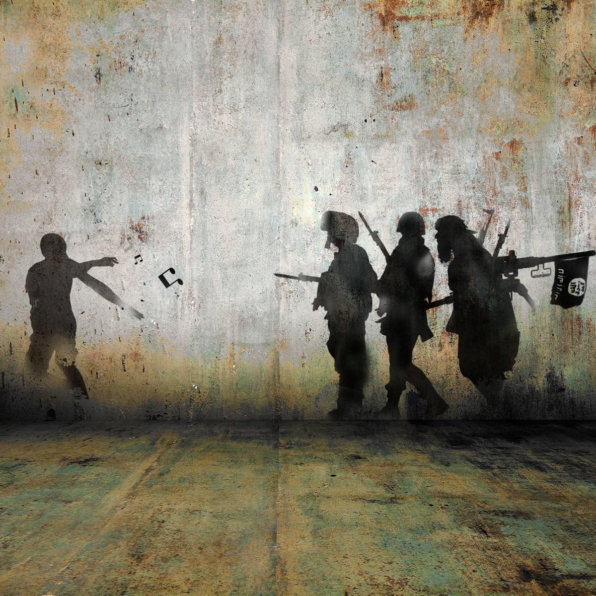 Artwork by Syrian artist @TammamAzzam commenting on the extremists who have attacked the Druze community in Sweida.