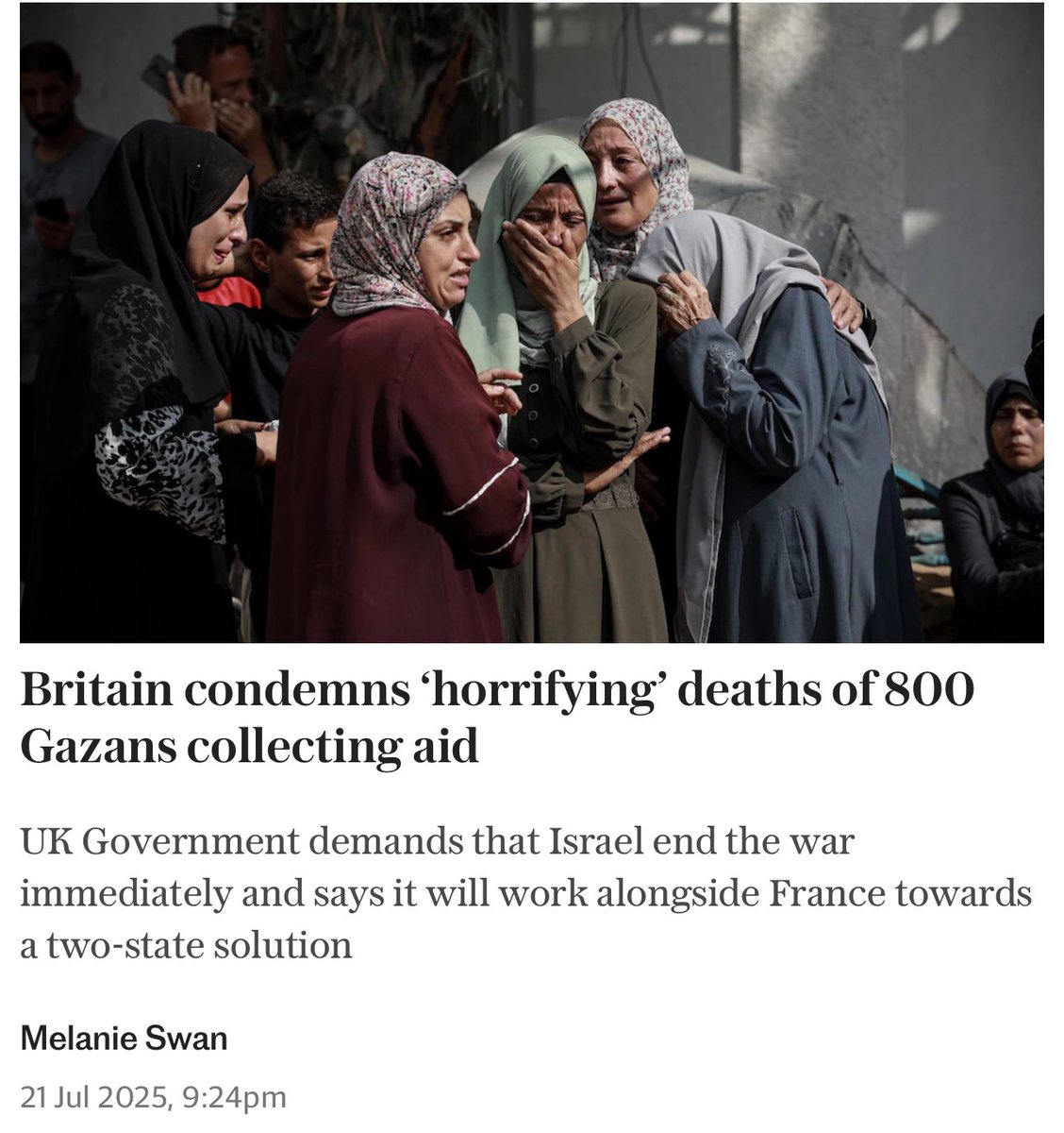 MummyisT's tweet image. I’m not renewing my @Telegraph subscription after decades of reading.
The reporting on Gaza relies entirely on Hamas statements and uncritically repeats their propaganda.
The stories written by this journalist over the past week included one about the Druze and the headline…