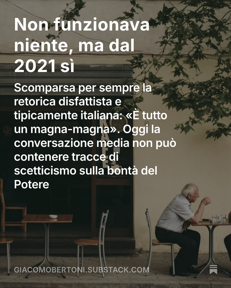 ParcodiGiacomo's tweet image. Fenomeno affascinante: fino al 2021 in Italia era tutto un magna-magna. Poi è iniziata la solidarietà universale.