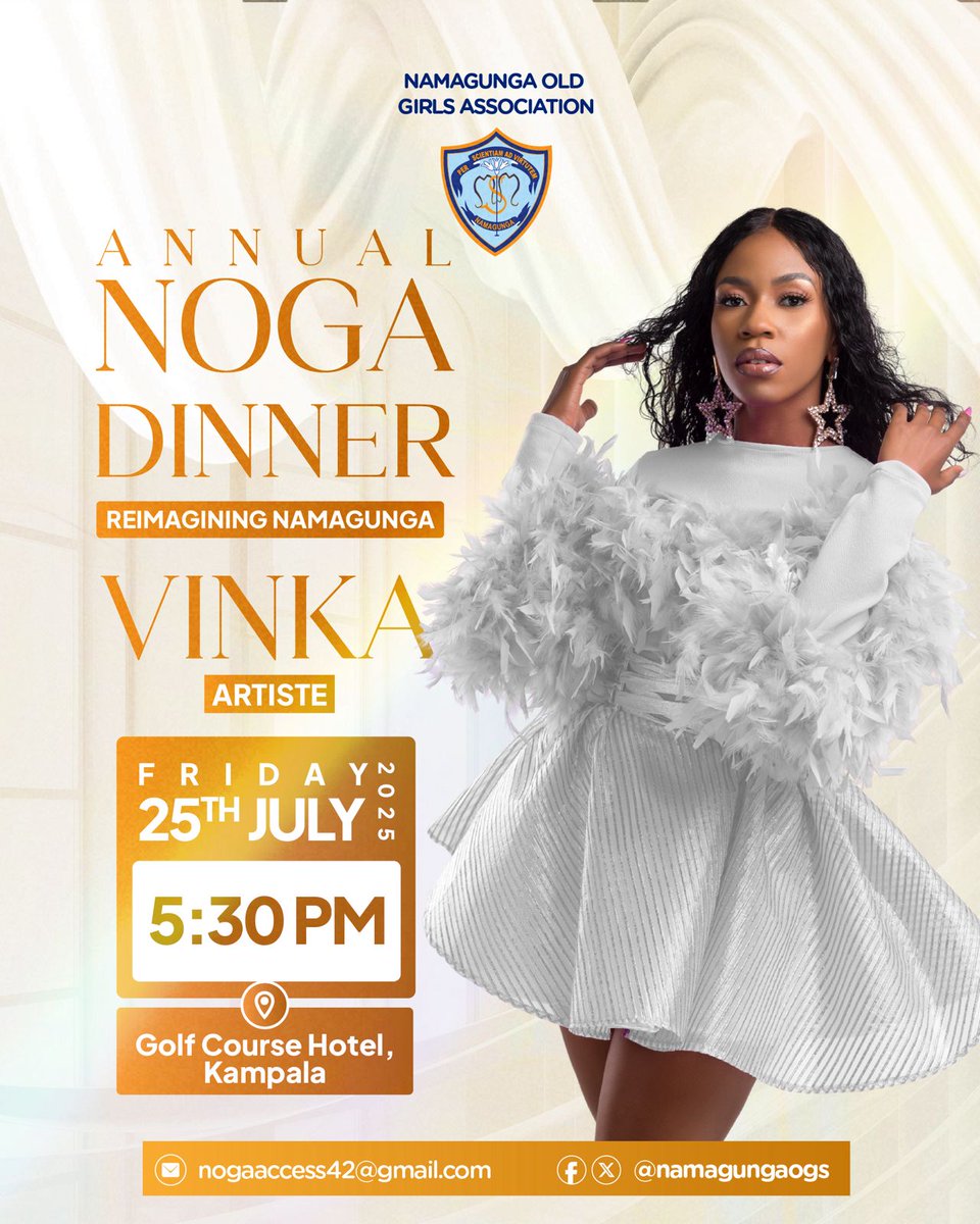 The NOGA 2010s decade representative, Natalie Nakitende and NOGA treasurer, Mary Matama invite you for an evening to remember, at the annual NOGA dinner this friday, 25th July💃💐💃
We can't wait to host you!
<a href="/MMatama/">MaTama</a> <a href="/natalie_gj/">TENDE🧣</a> 

#83yearsofnamagunga 
#NOGAdinner2025