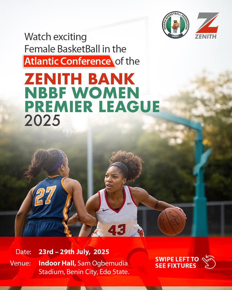 uckanabe's tweet image. The Zenith Bank PLC sponsored Nigerian BasketBall Federation Female League kicks off today with the Atlantic Conference in Benin.
Join us from today at Sam Ogbemudia Stadium Benin, to watch very exciting female basketball.
#ZenithBankNBBF #ZenithBank #ZBWL2025 #zbstar