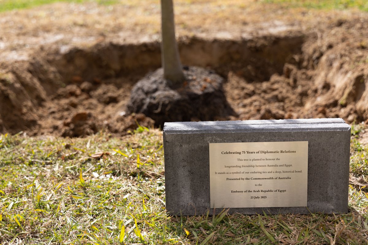 Today, Australia and Egypt celebrate 75 years of diplomatic relations.

On Egypt’s National Day, a kurrajong tree was planted at the Egyptian Embassy in Canberra—symbolising our enduring friendship and shared values.