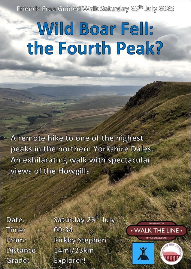 foscl's tweet image. Wild Boar Fell: the Fourth Peak?
This Saturday we'll be hiking to one of the highest peaks in the northern Yorkshire Dales. An exhilarating walk with spectacular views of the Howgills.
Leaving Kirkby Stephen Station at 09:34
foscl.org.uk/guided-walks