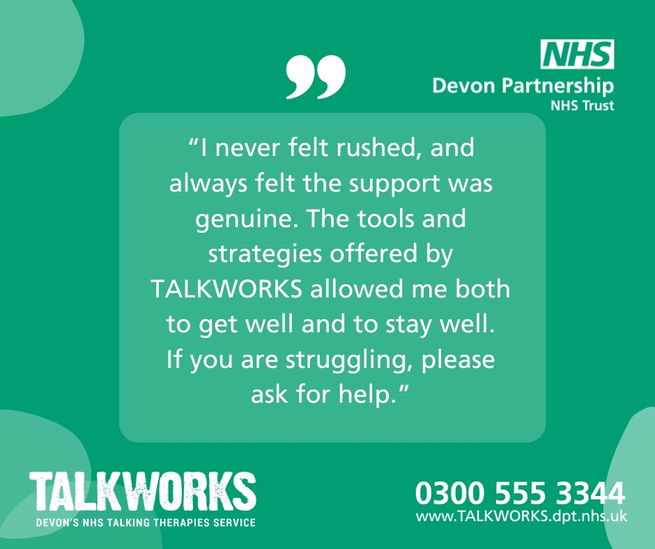 DPT_TALKWORKS's tweet image. When anxiety and panic attacks stopped Martin from enjoying the things he previously enjoyed, he reached out to TALKWORKS . Through a combination of online cognitive behavioural therapy and regular support from his therapist, he was able to feel better: orlo.uk/LdIjl
