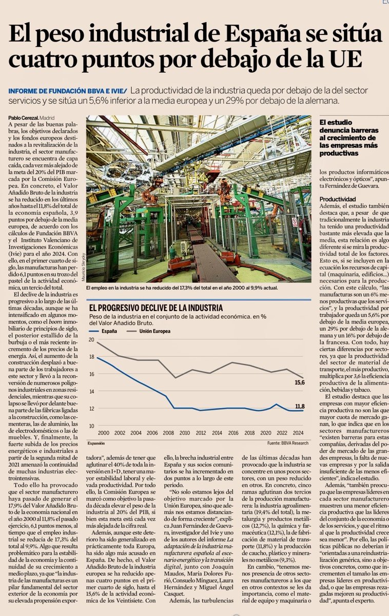 jlcasal's tweet image. 🔧 𝗘𝗹 𝗽𝗲𝘀𝗼 𝗶𝗻𝗱𝘂𝘀𝘁𝗿𝗶𝗮𝗹 𝗱𝗲 𝗘𝘀𝗽𝗮ñ𝗮: 𝘂𝗻𝗮 𝗯𝗿𝗲𝗰𝗵𝗮 𝗾𝘂𝗲 𝗹𝗮𝘀𝘁𝗿𝗮 𝗻𝘂𝗲𝘀𝘁𝗿𝗮 𝗲𝗰𝗼𝗻𝗼𝗺í𝗮 𝘆 𝗻𝘂𝗲𝘀𝘁𝗿𝗼𝘀 𝘀𝗮𝗹𝗮𝗿𝗶𝗼𝘀
A pesar de los fondos europeos y los discursos bienintencionados, la realidad es clara: 𝘭𝘢 𝘪𝘯𝘥𝘶𝘴𝘵𝘳𝘪𝘢…