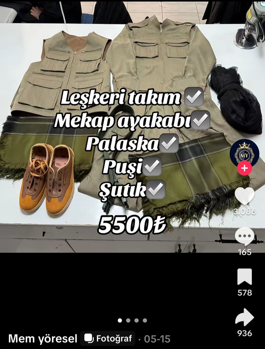 Türkiye Cumhuriyeti sınırları içerisinde full paket pkklı terörist kıyafeti satılıyor: