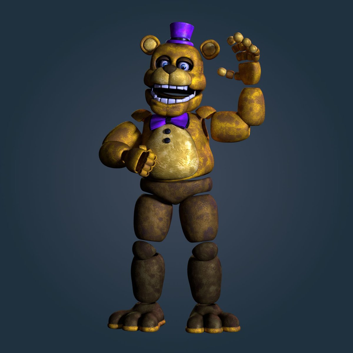 AlexExodius's tweet image. Some more work on Fredbear! Currently working on his endo, the part that kills msot projects ^^"
#b3d #blender #fnaf #fredbear