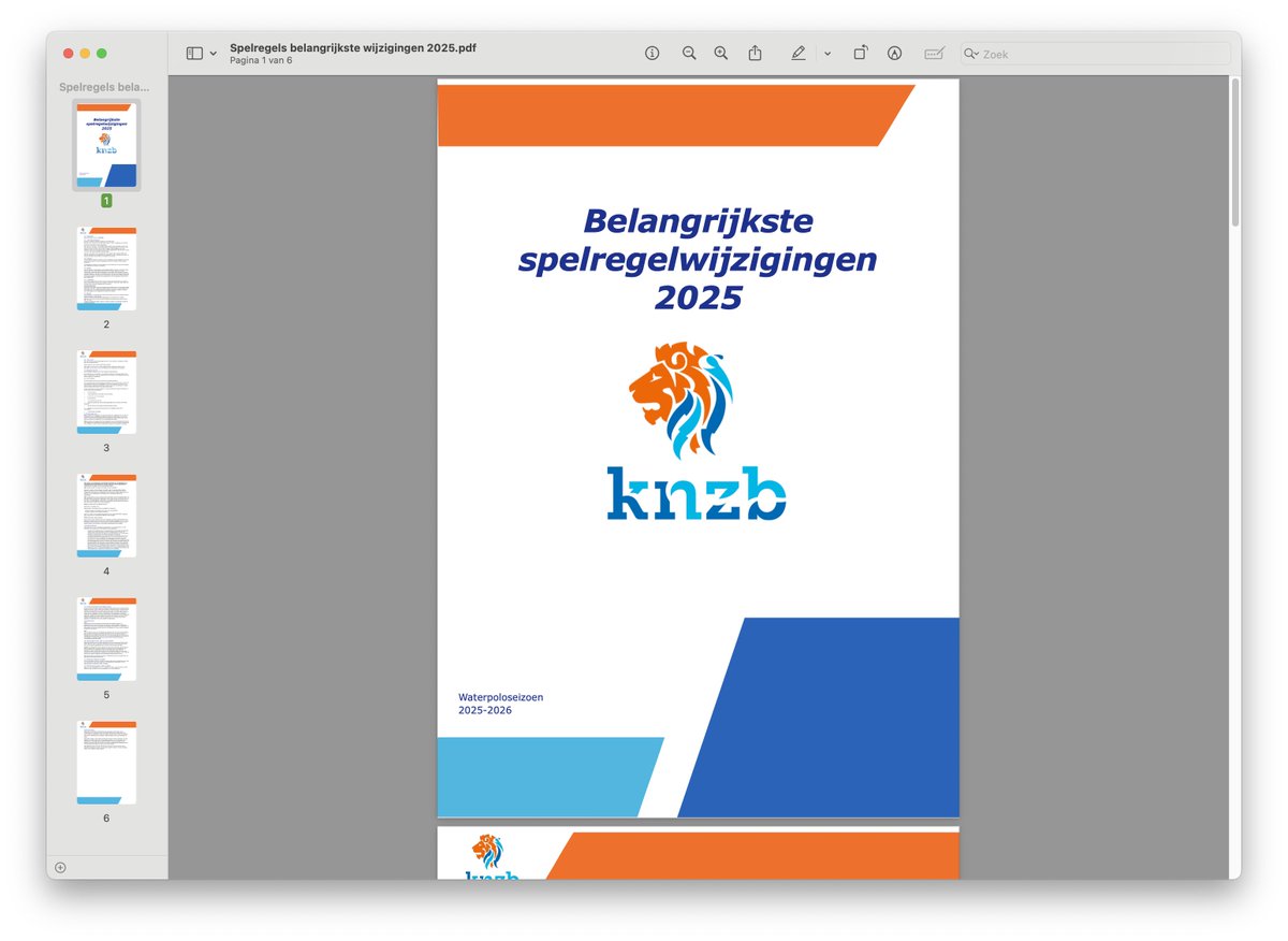 Waterpolo: Ieder jaar wijzigen de regels… De KNZB stuurt ons een samenvatting met de belangrijkste wijzigingen. Van 6 pagina’s!  😅
