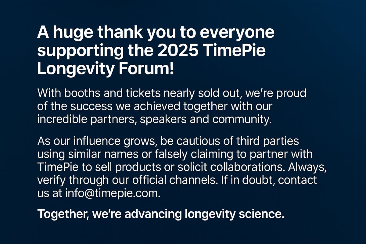 TimePieChina's tweet image. The 6th #TimePieLongevityForum, September 20-21
Shanghai, China 🔥
For more information: timepielongevityforum.com