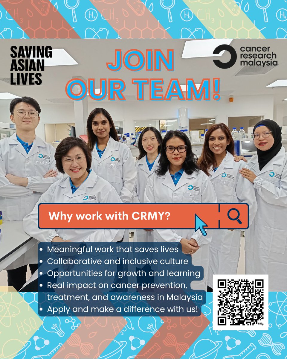 WE'RE HIRING! Vacancies available:
✅ Account Executive Finance✅ Clinical Research Associate✅ AI Research Scientist (Medical Imaging)
✅ Research Associate for Genetic Counselling✅ Community Navigator✅ &amp; more! 
💙Visit bit.ly/CRMYcareers or scan QR!
#JoinUs #jobseeker