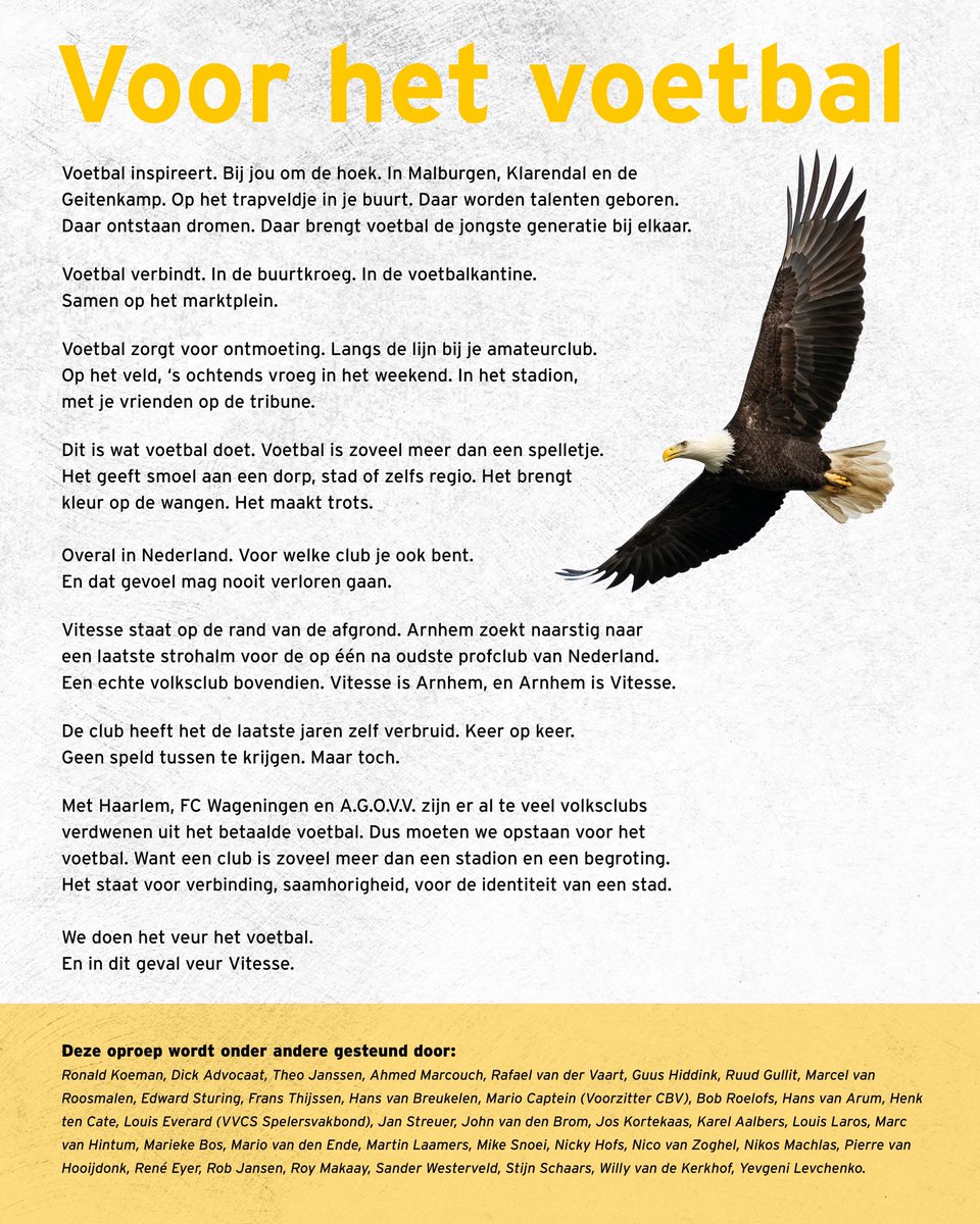 ahmedmarcouch's tweet image. Voor het voetbal. Voor Vitesse!
Arnhem staat op voor onze club. Vitesse is meer dan een stadion of begroting, het is identiteit, verbinding en trots. 
Teken de petitie: Laat Vitesse niet verdwijnen! Je kunt vandaag helpen, teken - Petitie24.nl

#Arnhem #Vitesse
