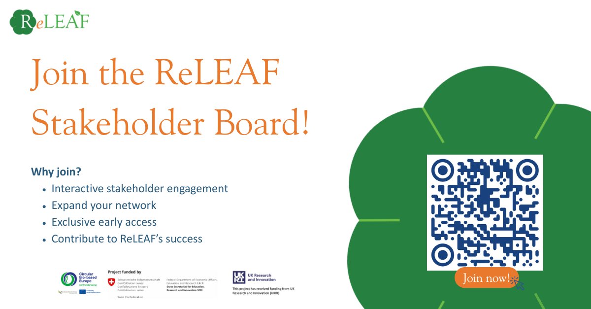 🚨 You can be part of our project: join the #ReLEAF Stakeholder Board!

Become part of a dynamic community where you can stay informed, engage with other members, and play an active role in shaping the future of the network.

🔗ow.ly/k3SG50WtMoT