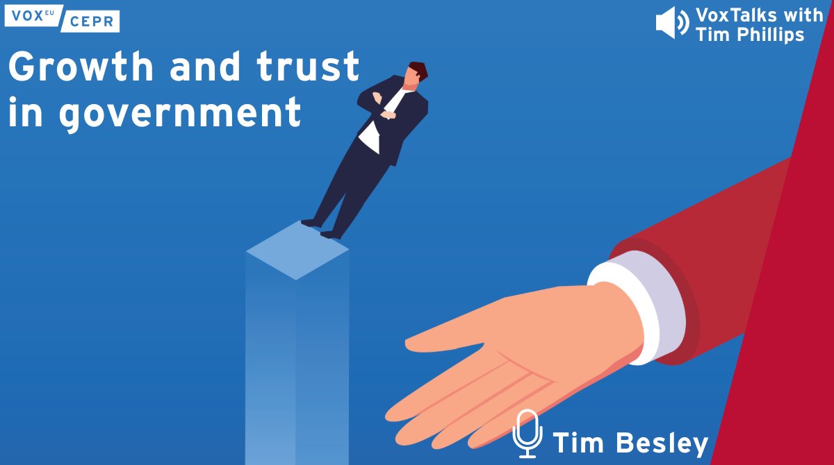 voxeu's tweet image. Does economic growth build trust in government?
Tim Besley (@LSEEcon) joins @timsvengali to explain the strong, lifelong link between economic growth & public trust in government.
🔗 Listen: cepr.org/multimedia/gro…