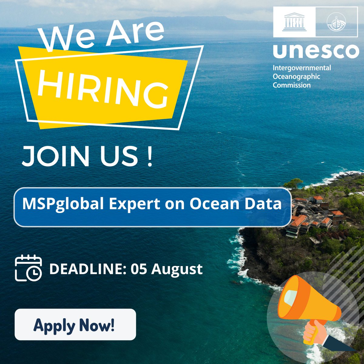 🌊 <a href="/mspglobal2030/">MSPglobal</a> is looking for a dynamic consultant to support training, tool development, and strategic collaboration around ocean observations and data for MSP.

🔗ow.ly/e19j50Wsvp6

#OceanScience #OceanAction #OceanJobs