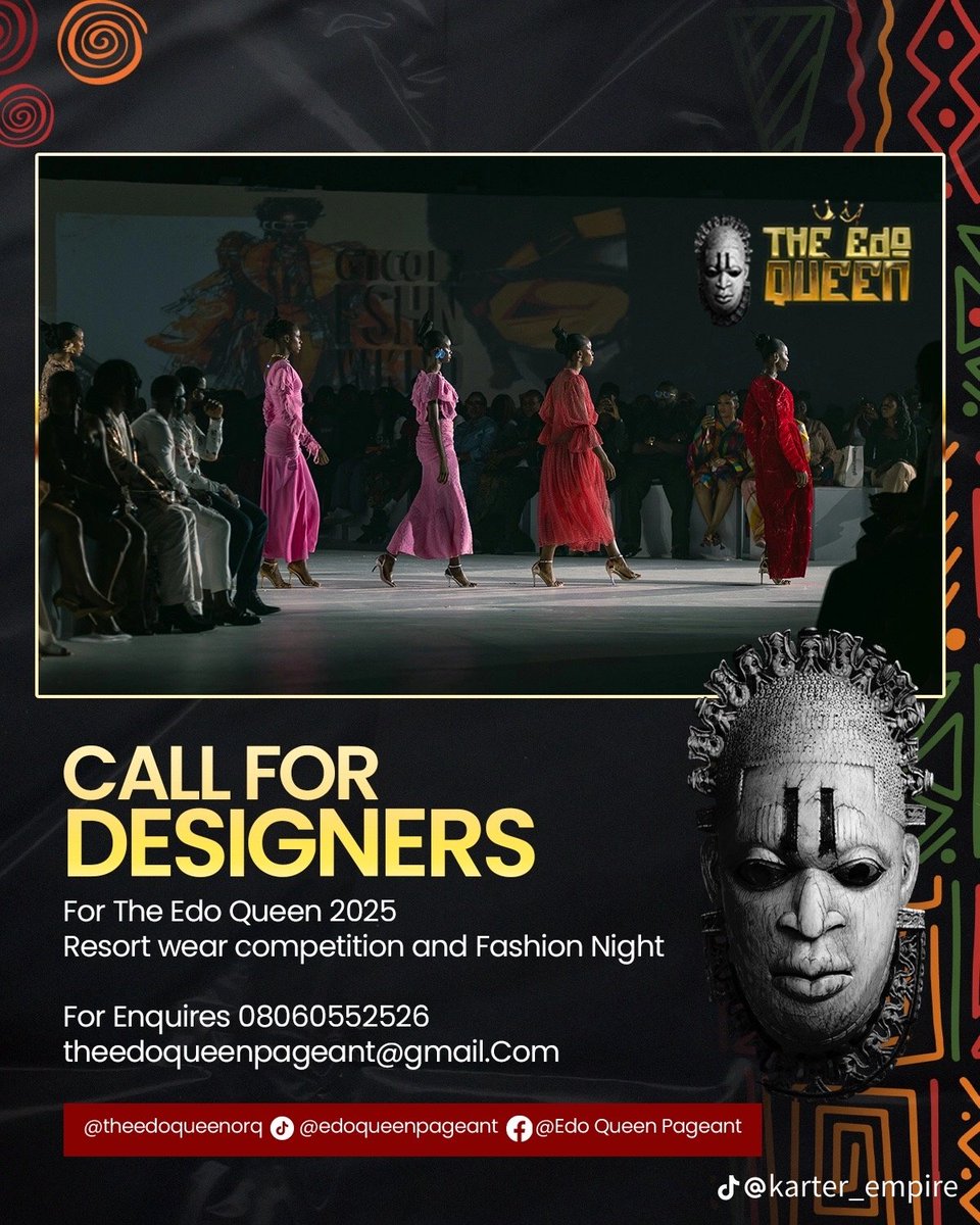 _dikeprosper's tweet image. Designers in Edo state, this is for you. Be a part of The Edo Queen and showcase your brand.
#TheEdoQueen2025
Please Repost π
Shout-out to Karter Empire ππ€