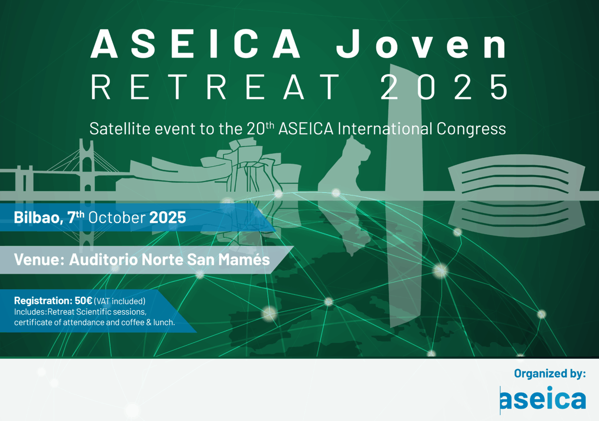 Tactics (@tactics_md) on Twitter photo ASEICA Joven RETREAT 2025
📅 7 octubre 📍 Bilbao
🏛️ Organizado por <a href="/ASEICAnews/">ASEICA</a>
👥 Coordinación a cargo de las Dras. <a href="/TheAnaJanic/">Dr Ana Janic</a> , <a href="/psancholab/">Psancholab</a> , Sara Manzano y el Dr. <a href="/pedrofsrocha/">Pedro Rocha</a>
Un espacio exclusivo para jóvenes investigadores del #Cáncer: sesiones científicas, ASEICA Joven RETREAT 2025
📅 7 octubre 📍 Bilbao
🏛️ Organizado por <a href="/ASEICAnews/">ASEICA</a>
👥 Coordinación a cargo de las Dras. <a href="/TheAnaJanic/">Dr Ana Janic</a> , <a href="/psancholab/">Psancholab</a> , Sara Manzano y el Dr. <a href="/pedrofsrocha/">Pedro Rocha</a>
Un espacio exclusivo para jóvenes investigadores del #Cáncer: sesiones científicas,