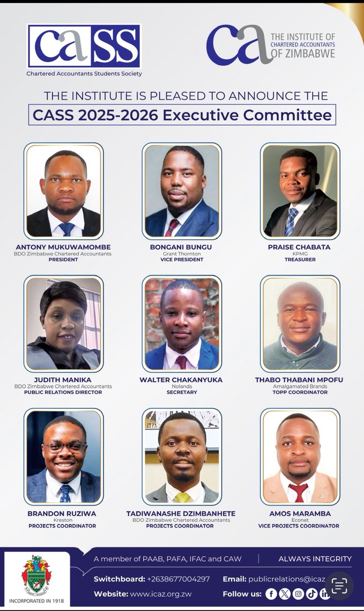 Thank you all who voted me and trusted me to lead the Chartered Accountants Students Society.

To people like <a href="/hatiperi_wacho/">MR MATAYI 👔</a> vasina kudzidza and <a href="/_MakdShelby/">ᗩl wᗩdᑌd_tᕼe sIᗰᑭ</a> vakadzidza nyambo thank you for retweeting 😂😂😂