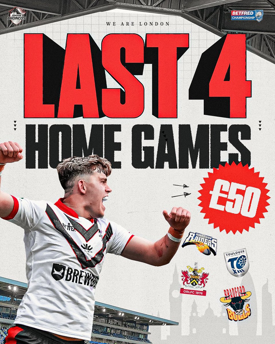 LondonBroncosRL's tweet image. ๐ฃ๏ธ| We have a number of exciting opportunities to watch London Broncos before the end of the season - including our special Ashes hospitality package courtesy of Gary Hetherington.
Grab yourself a bargain for the final 4๏ธโฃ home ๐ league games and join us in York in August โฌ๏ธ
๐โฆ