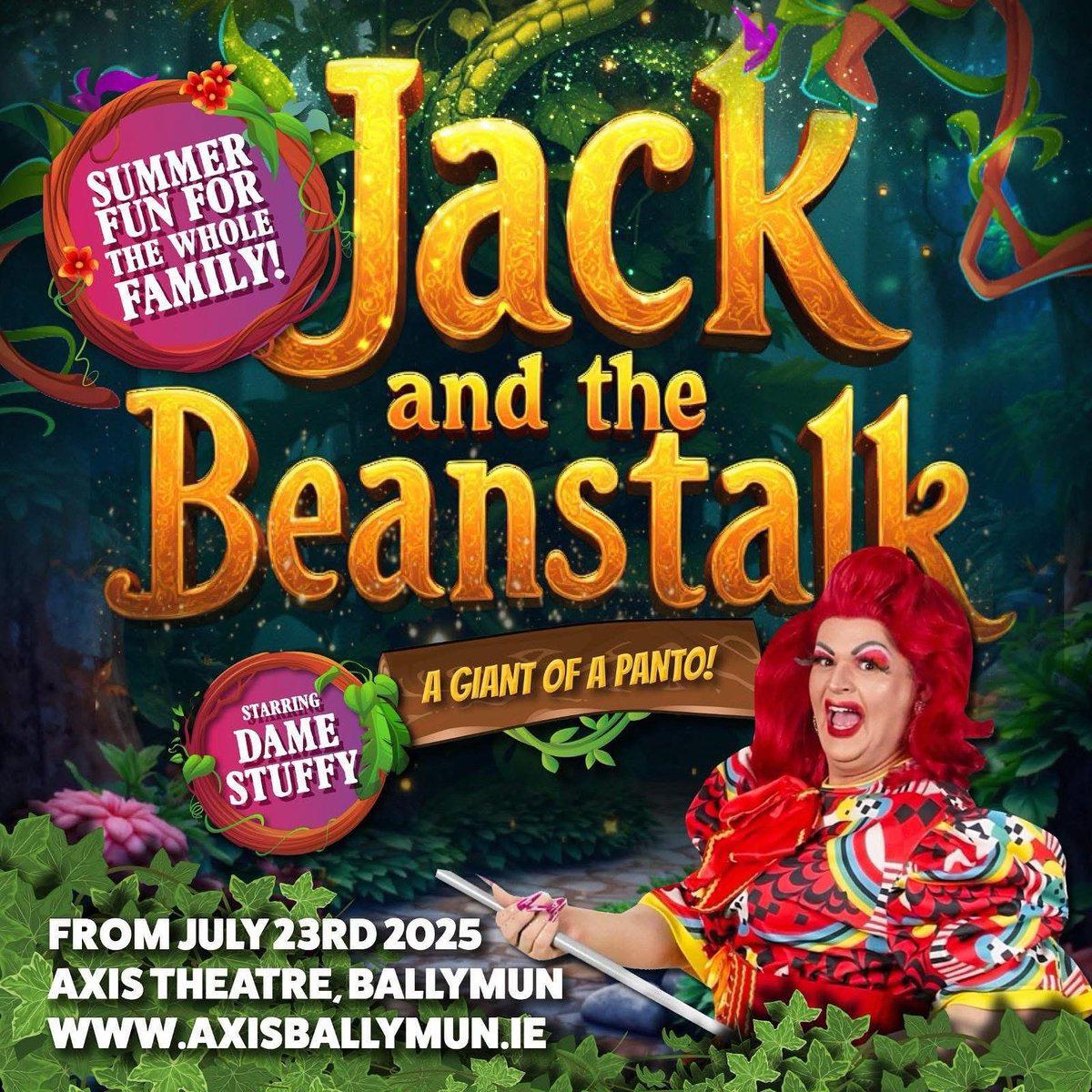 Are you looking to add some Panto fun to your summer…… oh yes you are! 
We’ll look no further are Dame Stuffy and her many Panto pals bring Jack and the Beanstalk: A Giant of a Panto to the Axis stage from TONIGHT until Sunday 27th of July. #addcomedy #splashoflols 
Xxx😉