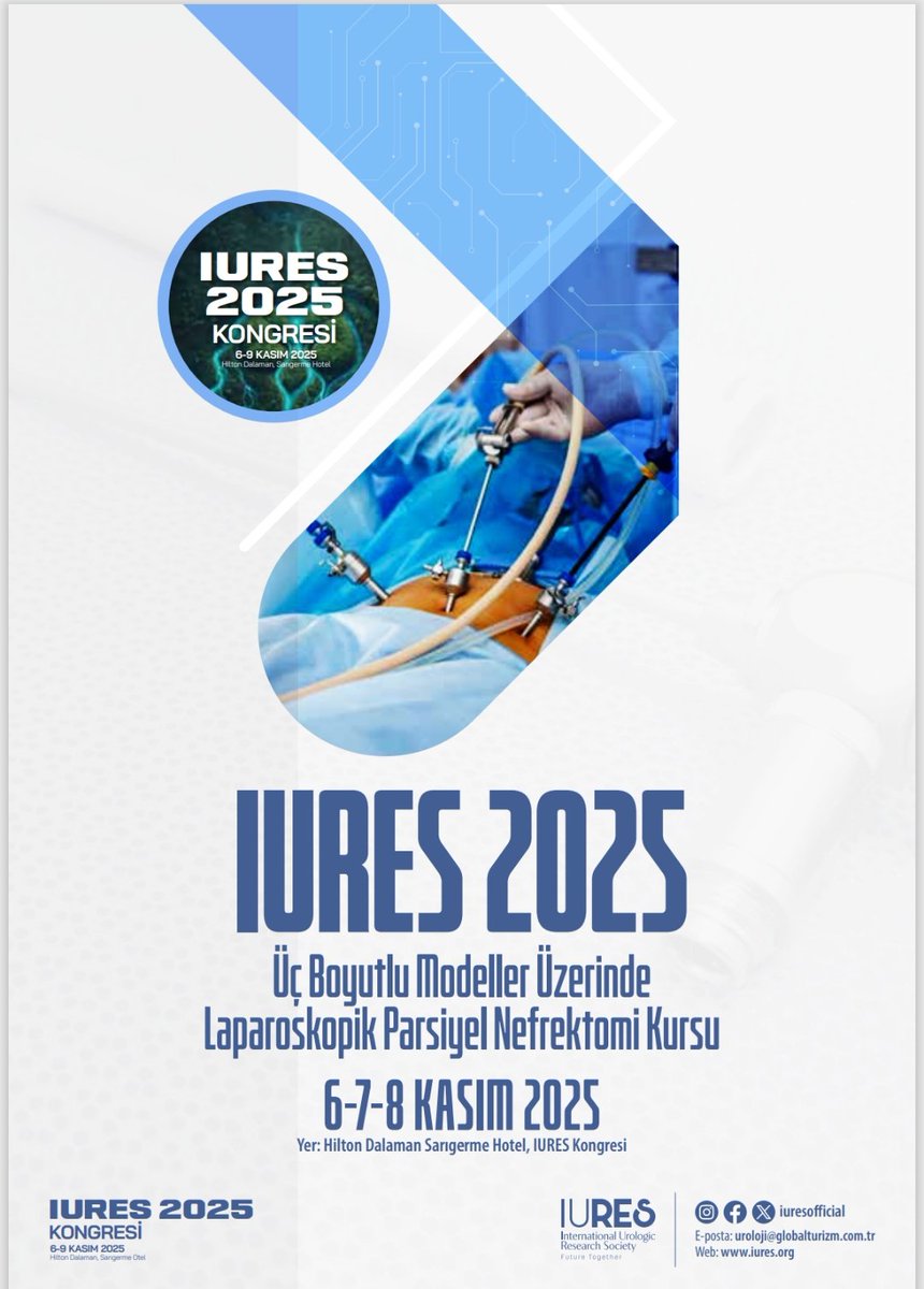 📌 IURES 2025 Kongresi l 6-9 Kasım 2025, Hilton Dalaman Sarıgerme Hotel
Üç Boyutlu Modeller Üzerinde Laparoskopik Parsiyel Nefrektomi Kursu:iureskongre.org/tr/kurslar.html
📌 IURES 2025 Congress l November 6-9, 2025, Hilton Sarıgerme
Laparoscopic Partial Nephrectomy on 3D Printed Models