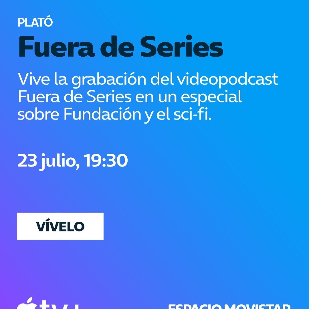  Javi Losana (@javilosana) on Twitter photo Si eres fan de la serie Fundación de <a href="/AppleTV/">Apple TV</a>, hoy miércoles tienes una cita en el <a href="/espaciomovistar/">EspacioMovistar</a> de Gran Vía 28, Madrid. A las 19:30, los amigos de <a href="/fueradeseries/">Fuera de Series 📺</a> harán un programa especial sobre Fundación.
🧵 Si eres fan de la serie Fundación de <a href="/AppleTV/">Apple TV</a>, hoy miércoles tienes una cita en el <a href="/espaciomovistar/">EspacioMovistar</a> de Gran Vía 28, Madrid. A las 19:30, los amigos de <a href="/fueradeseries/">Fuera de Series 📺</a> harán un programa especial sobre Fundación.
🧵