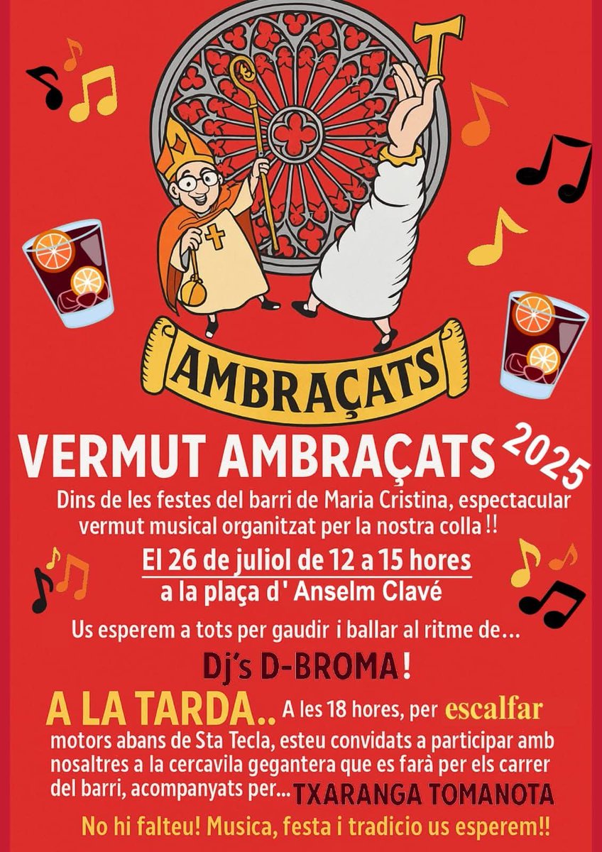 ambrasonvas's tweet photo. Dissabte tenim liu amb el vermuthet dels @ambrasonvas 
Xalarem amb els @djd_broma i la txaranga @toma_nota
Us i esperem ! https://t.co/kfrxnnDZuF