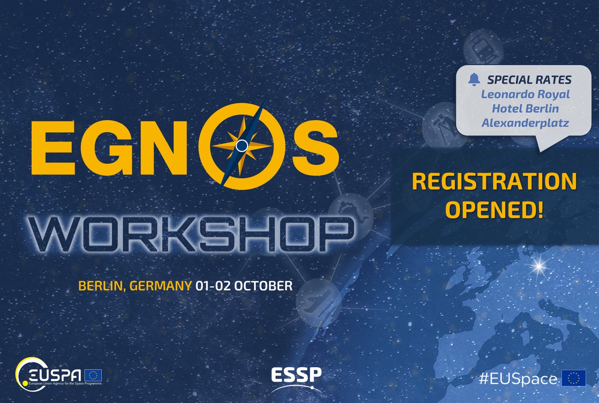 ESSPSAS's tweet image. 🚀 Registration for attending the EGNOS Workshop 2025 is now OPEN! 
Join us in Berlin, October 1–2!

This flagship event, co-organized by #ESSP and @EU4Space, brings together the European GNSS community to explore the future of satellite-based augmentation and its impact across…