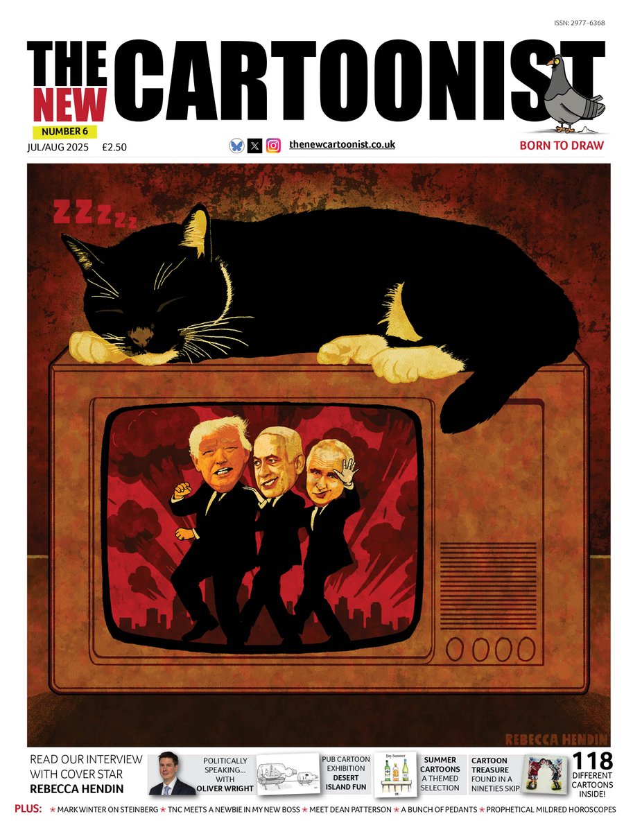 TCartoonis50076's tweet image. The latest issue of the New Cartoonist is out now! A whopping 84 pages of interviews, events and cartoons. With the brilliant @HendinArts on the cover and
@oliver_wright from @thetimes in conversation. Latest issue here. issuu.com/store/publishe… Subscribe and save 10%